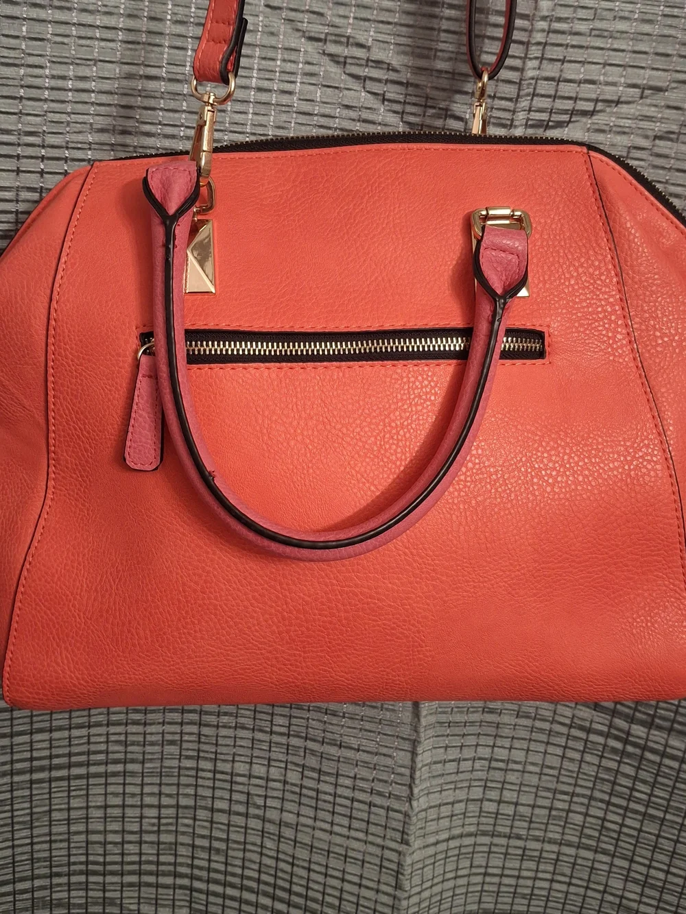 Gianni Bini Hot Pink Structured Satchel with Gold Charm